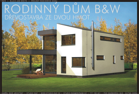 Black & White | Dvoupodlažní rodinný dům složený ze dvou odlišných hmot s jiným charakterem. 